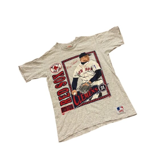 Vintage 1991 Nutmeg Boston Red Sox Roger Clemens Double Sided T-Shirt Medium - Picture 3 of 7